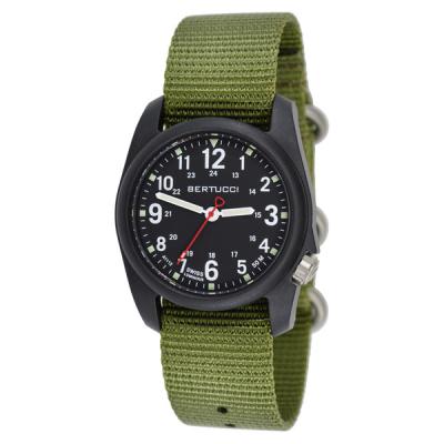 Bertucci DX3 Field Poly Resin Watch, Olive Green Nylon Strap, Black Dial