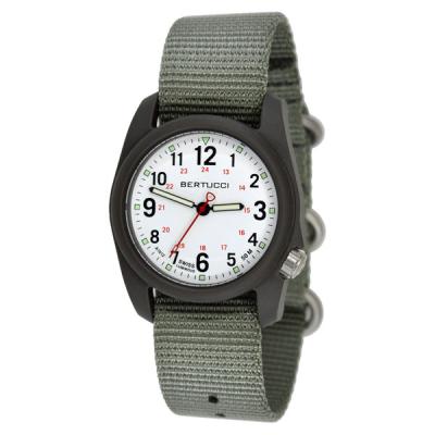 Bertucci DX3 Field Resin Watch, Defender Drab Nylon Strap, White Dial