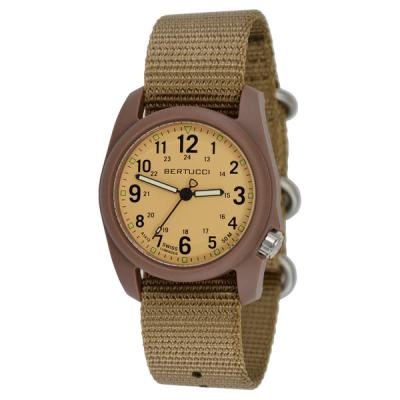 Bertucci DX3 Field Watch, 40mm Resin Case, Coyote Nylon Strap, Patrol Khaki Dial