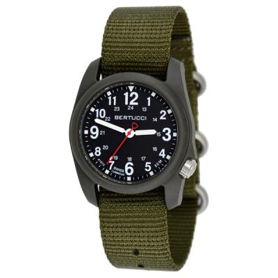 Bertucci DX3 Field Resin Watch, Olive Green Nylon Strap, Black Dial