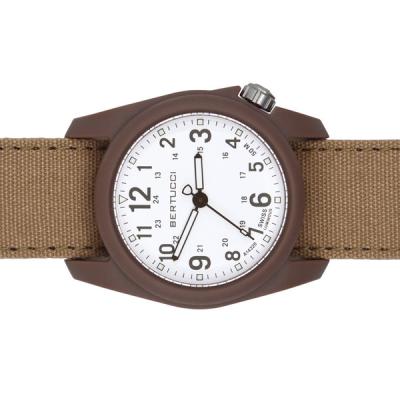 Bertucci DX3 Canvas Polycarbonate Unibody Watch, Sahara Comfort Band, White Dial