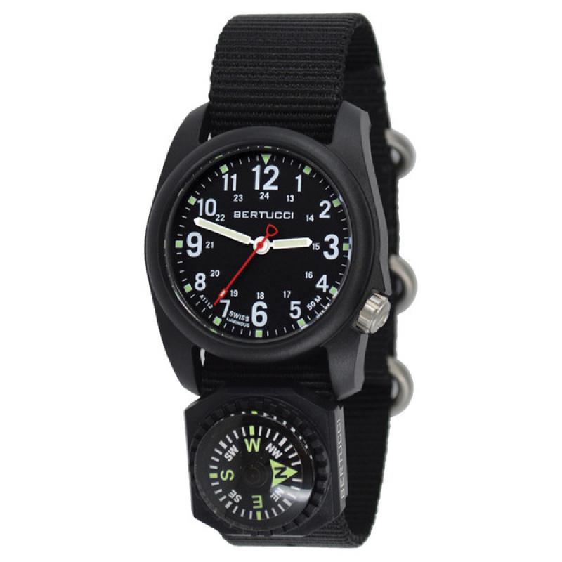 Bertucci DX3 Compass™ Field Watch with Nylon Strap, Black Dial