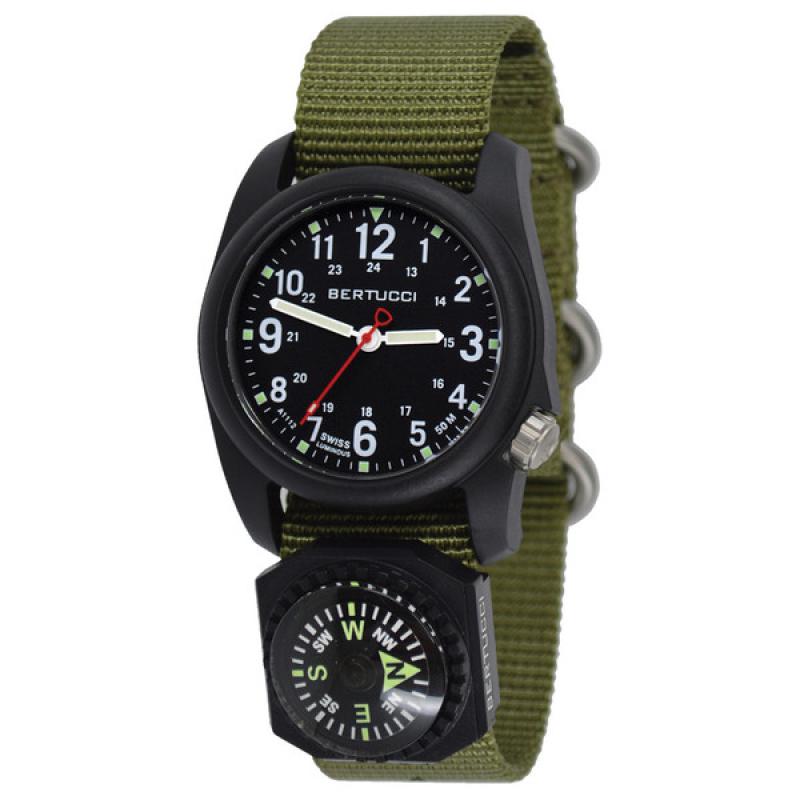 Bertucci DX3 Compass™ Field Watch with Nylon Strap, Black Dial