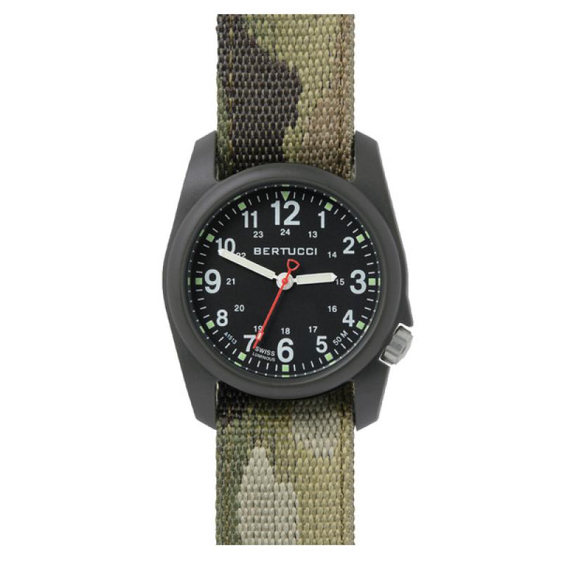 Bertucci DX3 Field Watch with Black Dial and Camo Strap