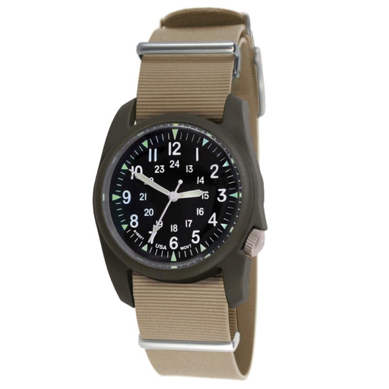 Bertucci A-2RA Retroform with USA Movement and Khaki Rubber One-Piece Strap