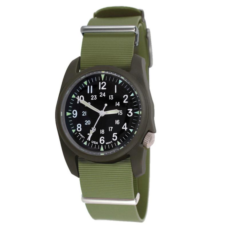 Bertucci A-2RA Retroform with USA Movement and Green Rubber One-Piece Strap