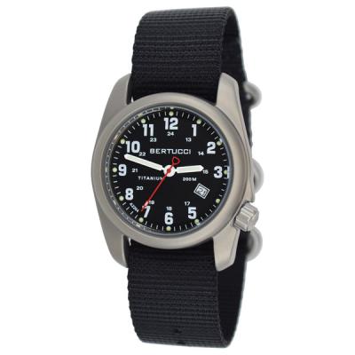 Bertucci A-2T Black Dial Titanium Watch with Black Nylon Strap