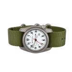 Bertucci A-2T White Dial Titanium Watch with Olive Nylon Strap