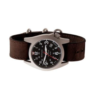 Bertucci A-7T Retrospec Solar Titanium Field Watch with Alpina Brown Leather Strap