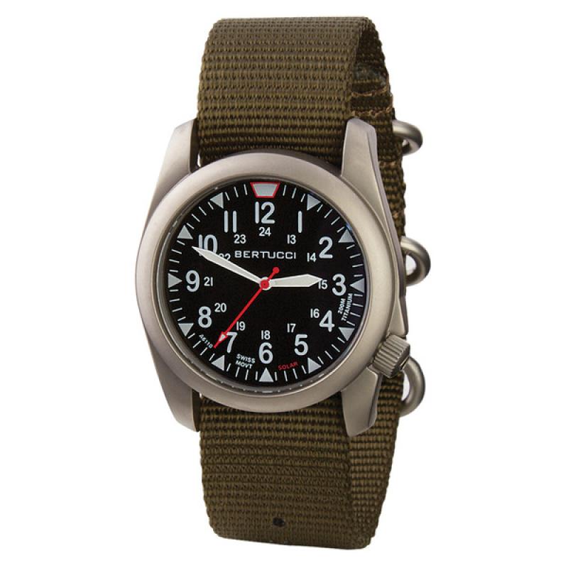 Bertucci A-4TS Super Yankee Solar with Black Dial and Olive Strap