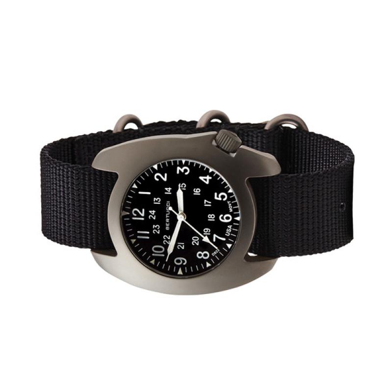 Bertucci D-3T Retroform Epic Field Watch with Black Dial and Black Nylon Strap