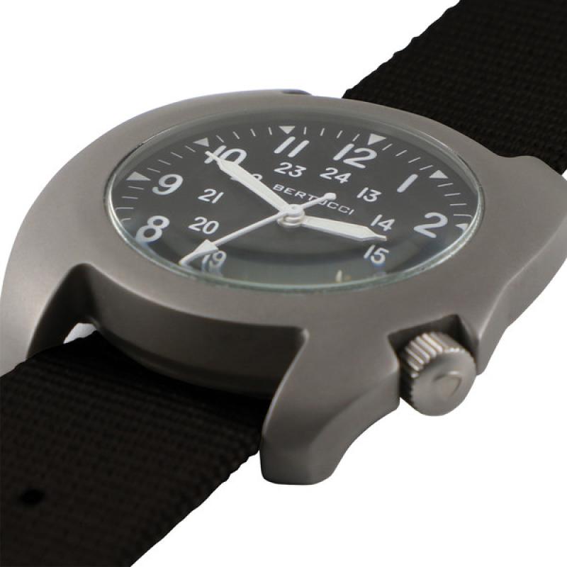 Bertucci D-3T Retroform Epic Field Watch with Black Dial and Black Nylon Strap