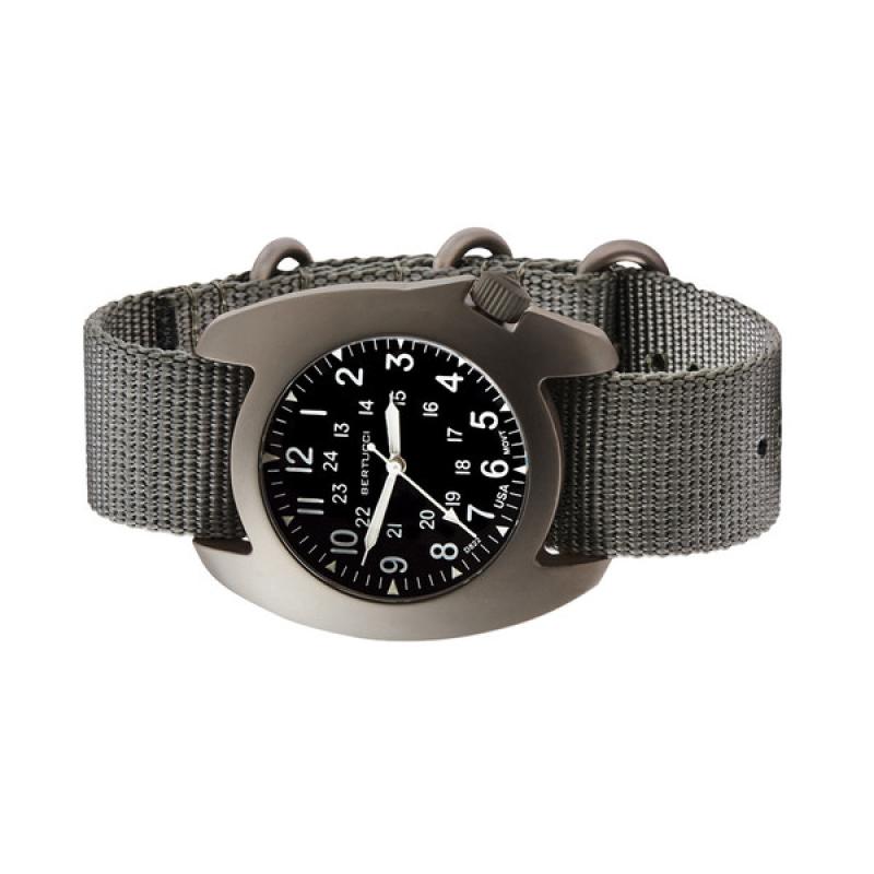 Bertucci D-3T Retroform Epic Field Watch with Black Dial and Vintage Drab Nylon Strap