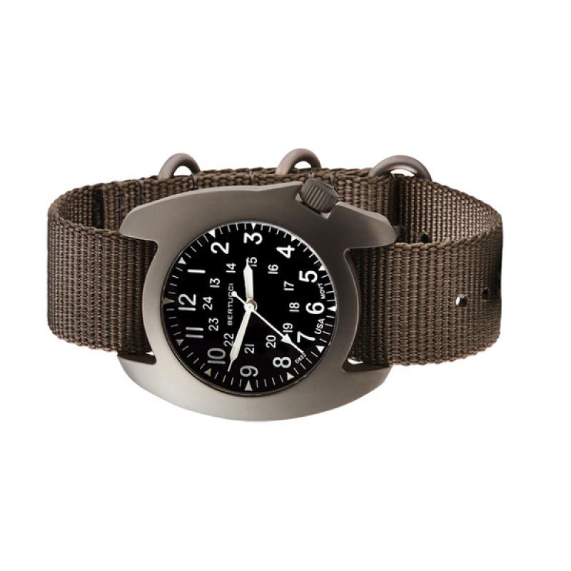 Bertucci D-3T Retroform Epic Field Watch with Black Dial and Ghost Gray Nylon Strap
