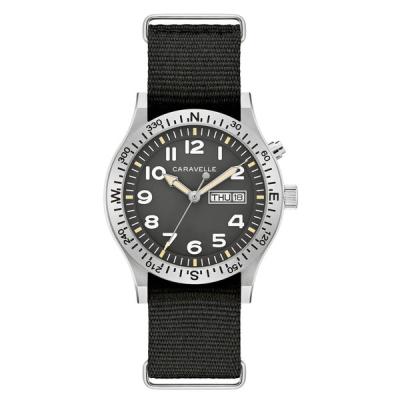 Caravelle "Light Up" Field Watch with Black Dial