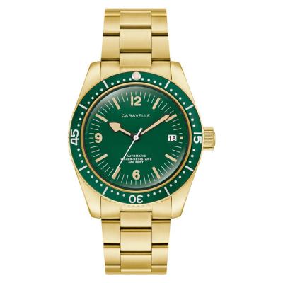 Caravelle Sea Hunter Automatic Goldtone Watch with Green Dial