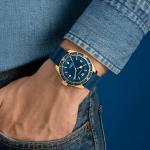 Caravelle Sea Hunter Automatic Goldtone Watch with Blue Dial