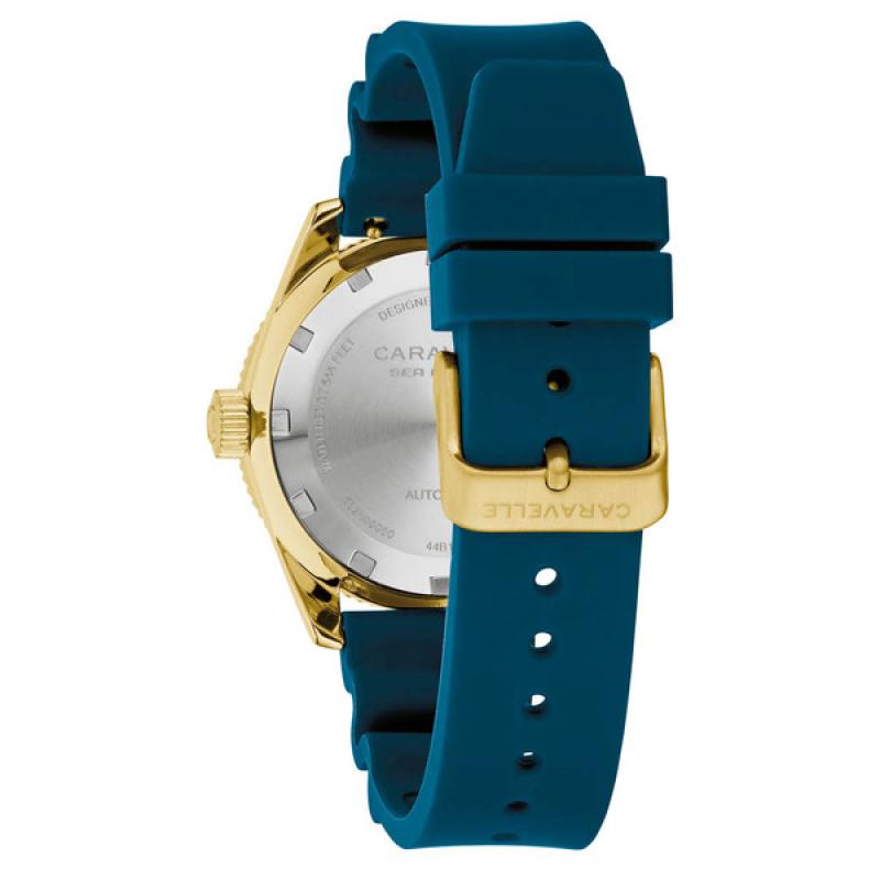 Caravelle Sea Hunter Automatic Goldtone Watch with Blue Dial