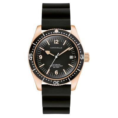 Caravelle Sea Hunter Automatic Goldtone Watch with Black Dial