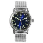Aristo Blue Dial Flight Watch with Mesh Bracelet and a Sapphire Crystal