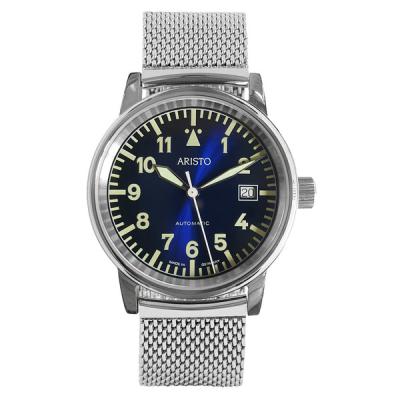 Aristo Blue Dial Flight Watch with Mesh Bracelet and a Sapphire Crystal
