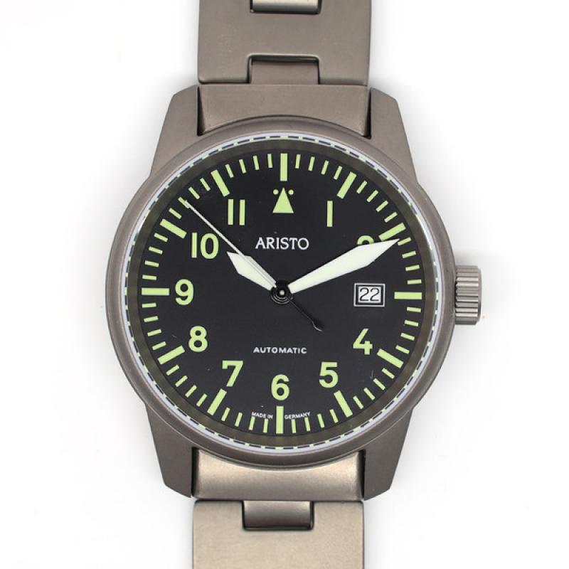 Aristo 40mm Titanium Swiss Automatic Aviator Watch