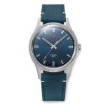 Red Star 3-Hand Dress Watch with Blue Dial and Mechanical Movement