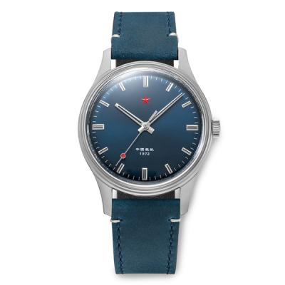 Red Star 3-Hand Dress Watch with Blue Dial and Mechanical Movement