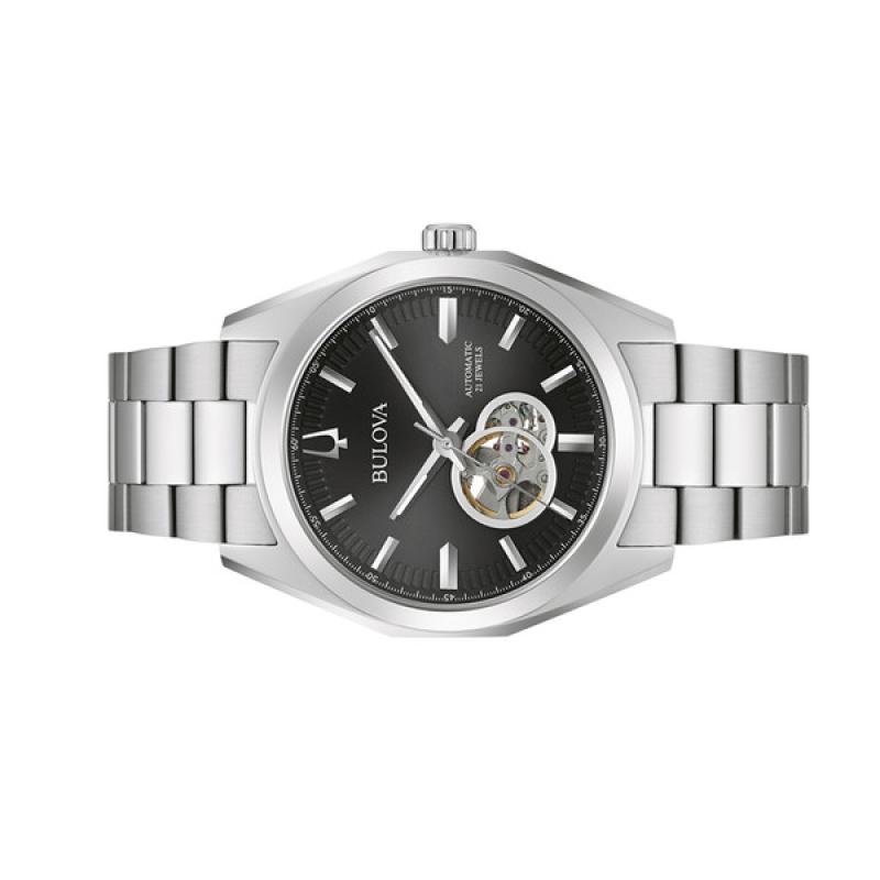 Bulova Surveyor Automatic Watch with Open Heart Black Dial