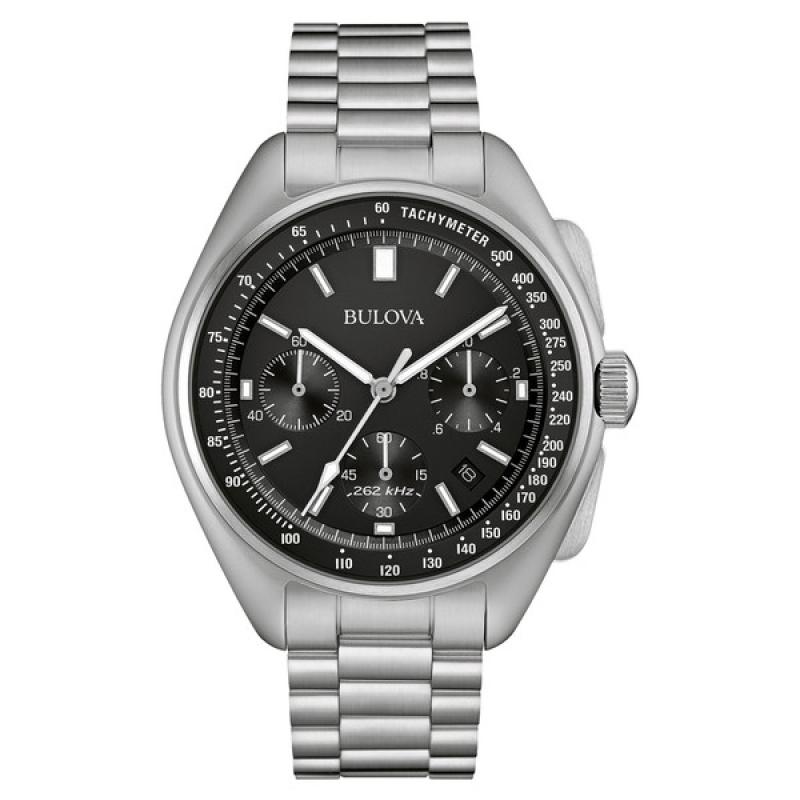 Bulova Lunar Pilot Chronograph 45mm with Black Dial and Stainless Steel Bracelet