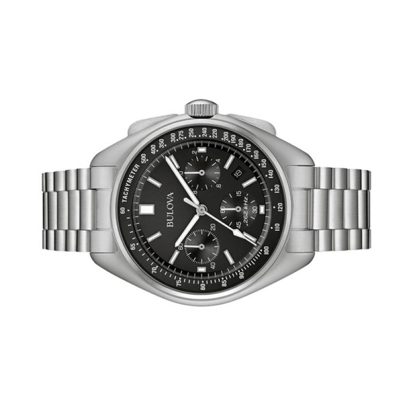 Bulova Lunar Pilot Chronograph 45mm with Black Dial and Stainless Steel Bracelet