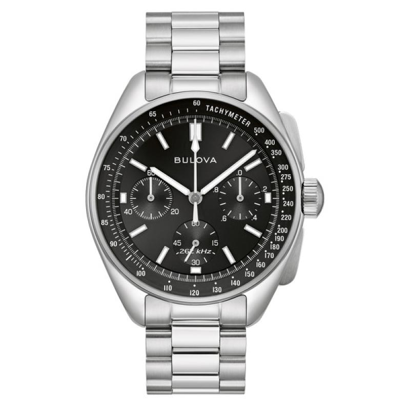 Bulova Lunar Pilot Chronograph 43.5mm with Black Dial and Stainless Steel Bracelet