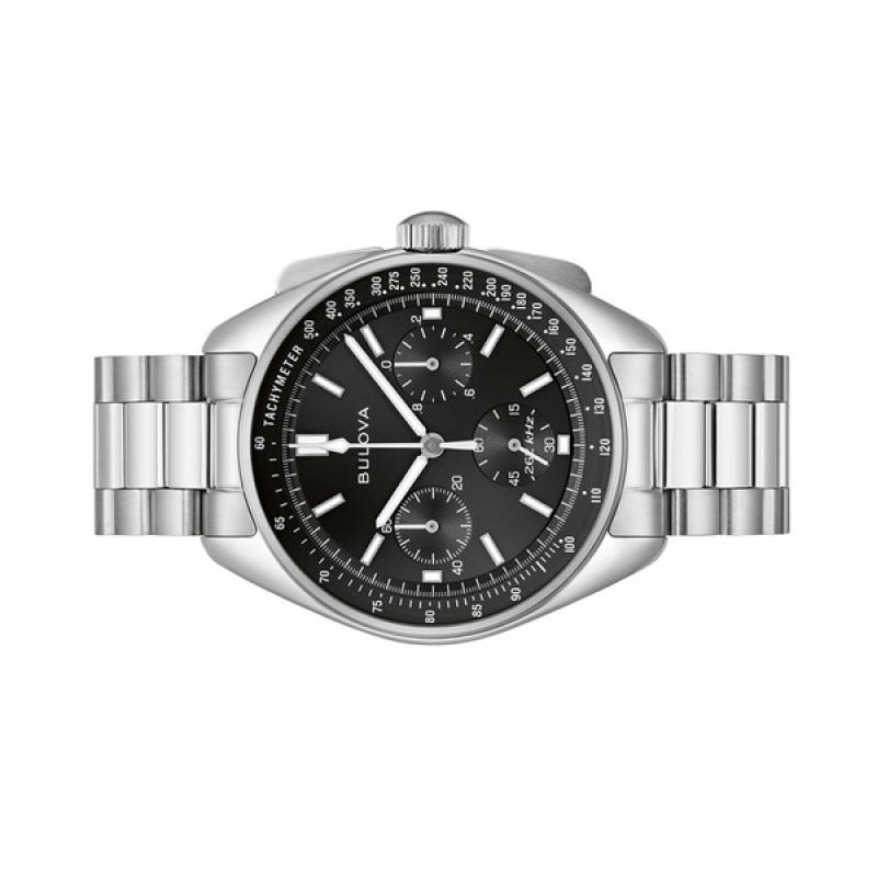 Bulova Lunar Pilot Chronograph 43.5mm with Black Dial and Stainless Steel Bracelet