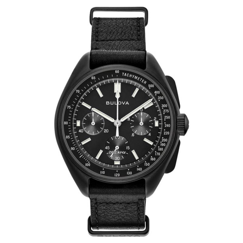 Bulova Lunar Pilot Chronograph 45mm with Black Dial and Black IP Case