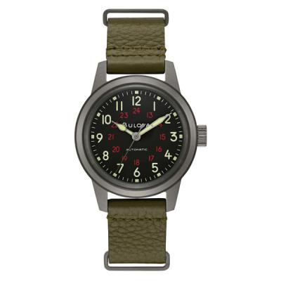 Bulova Hack Automatic Field Watch with 38mm Gun Metal Case and Black Dial