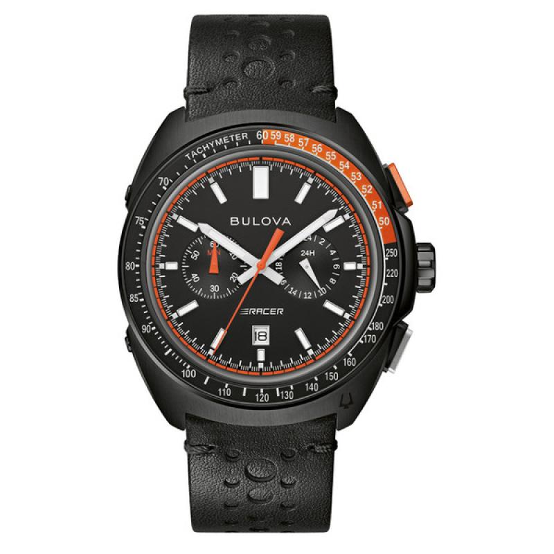Bulova Racer Chronograph with Black Dial and Orange Accents