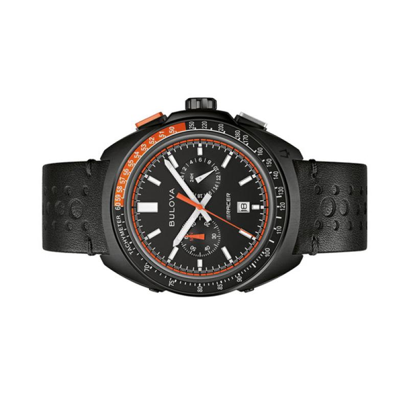Bulova Racer Chronograph with Black Dial and Orange Accents