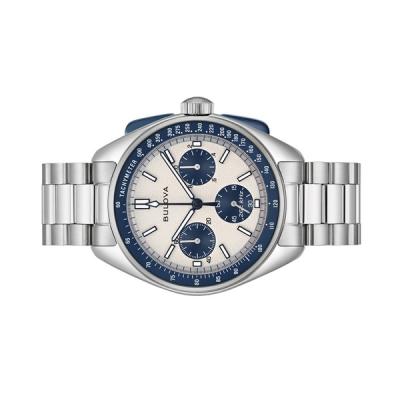 Bulova Lunar Pilot 43.5mm with White and Blue Dial and Stainless Steel Bracelet