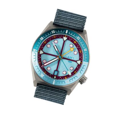 ADPT Series 1 GMT Titanium Field Watch with Aqua Berry Dial