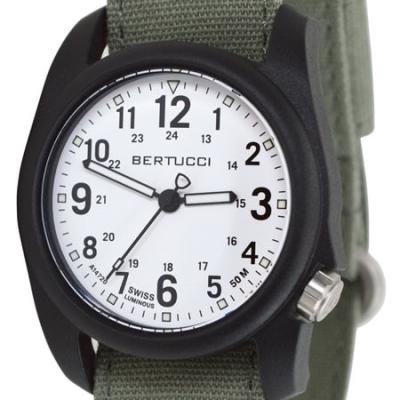 Bertucci DX3 Canvas Polycarbonate Unibody Watch, Spruce Comfort Band, White Dial
