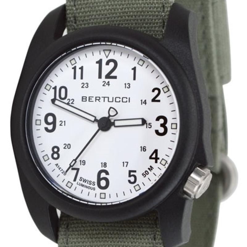 Bertucci DX3 Canvas Polycarbonate Unibody Watch, Spruce Comfort Band, White Dial
