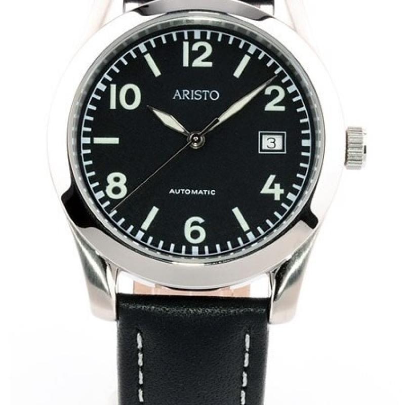 Aristo 4H230 Black Dial Swiss Automatic Cushion Case Officer's Watch