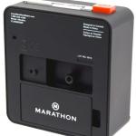 Marathon Alarm Clock with Black Case and Black Dial, Auto-Sensing Night Light