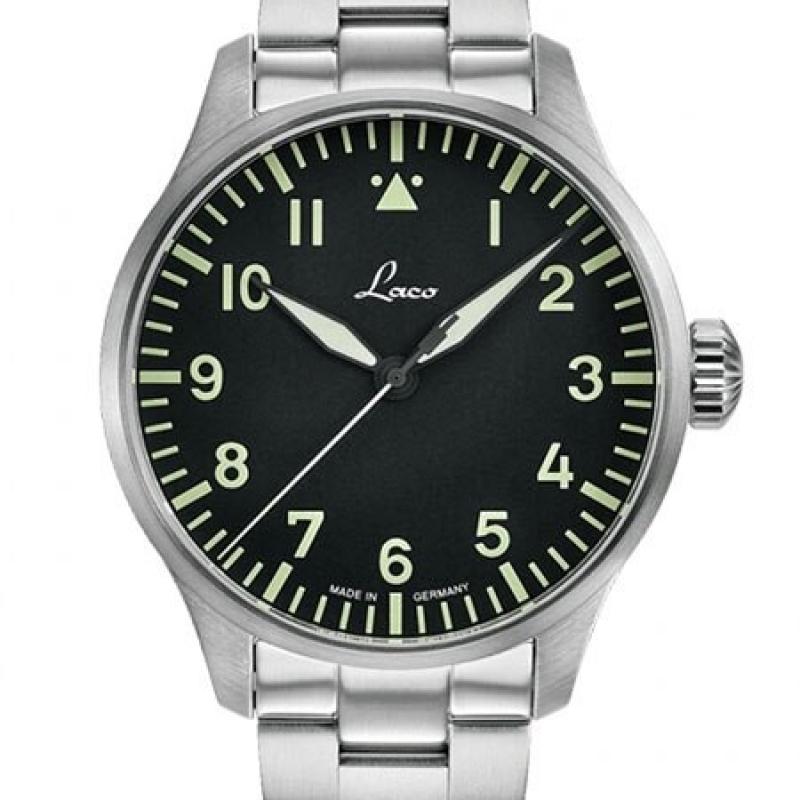 Laco 42mm ROM Type A Dial Automatic Pilot Watch, Sapphire Crystal