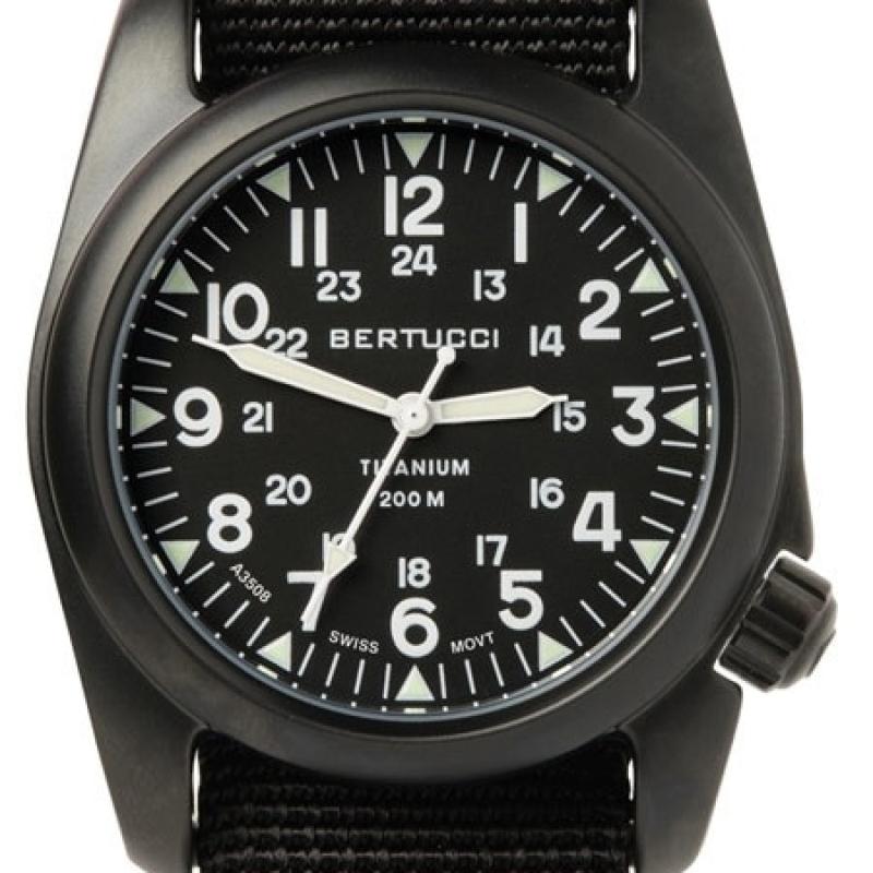 Bertucci A-2T Vintage Black Titanium Watch with Black Nylon Strap