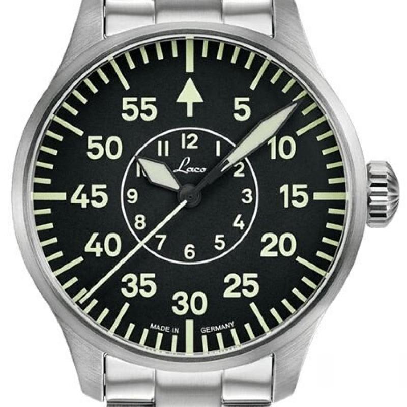 Laco 42mm Faro Type-B Dial Automatic Pilot Watch, Sapphire Crystal