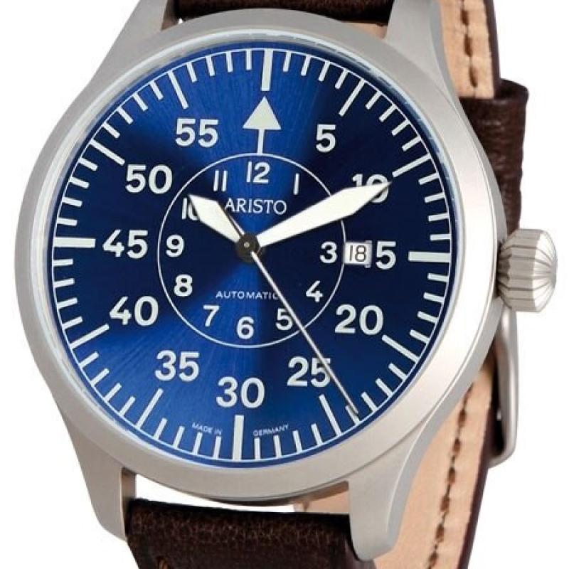 Aristo 3H158 47mm Swiss Automatic Pilot's Watch with Sunburst Blue Dial