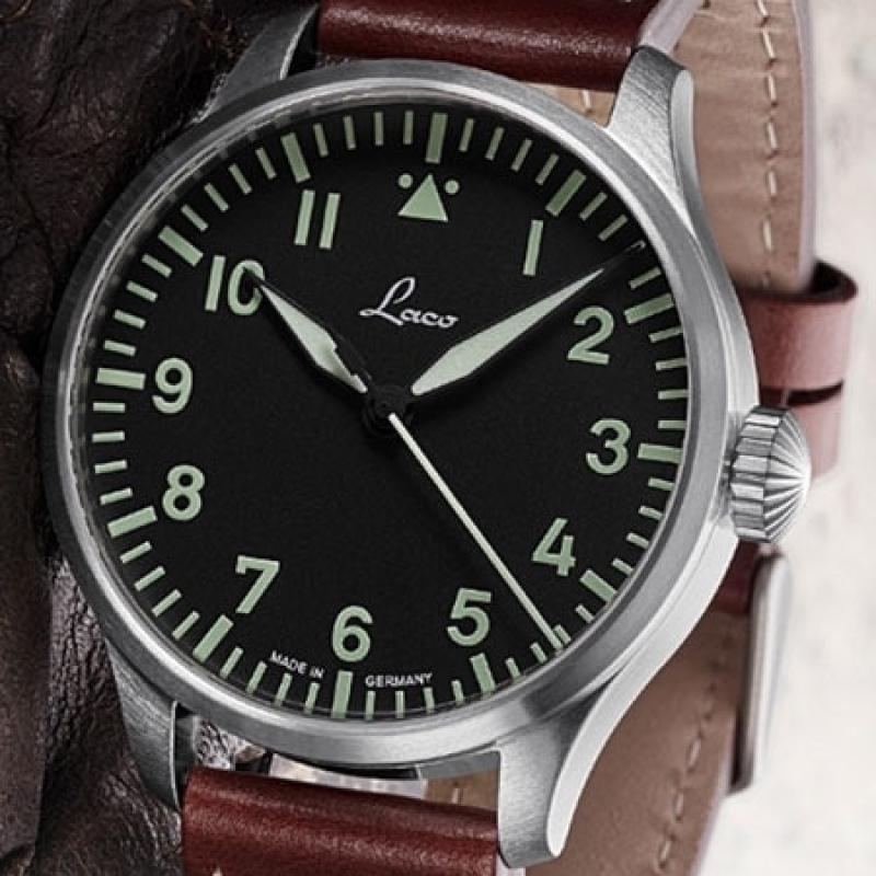 Laco 42mm Augsburg Type A Dial Automatic Pilot Watch, New Sapphire Crystal