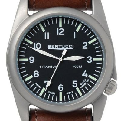 Bertucci A-4T Vintage 44 Titanium Watch with an Aviator Strap