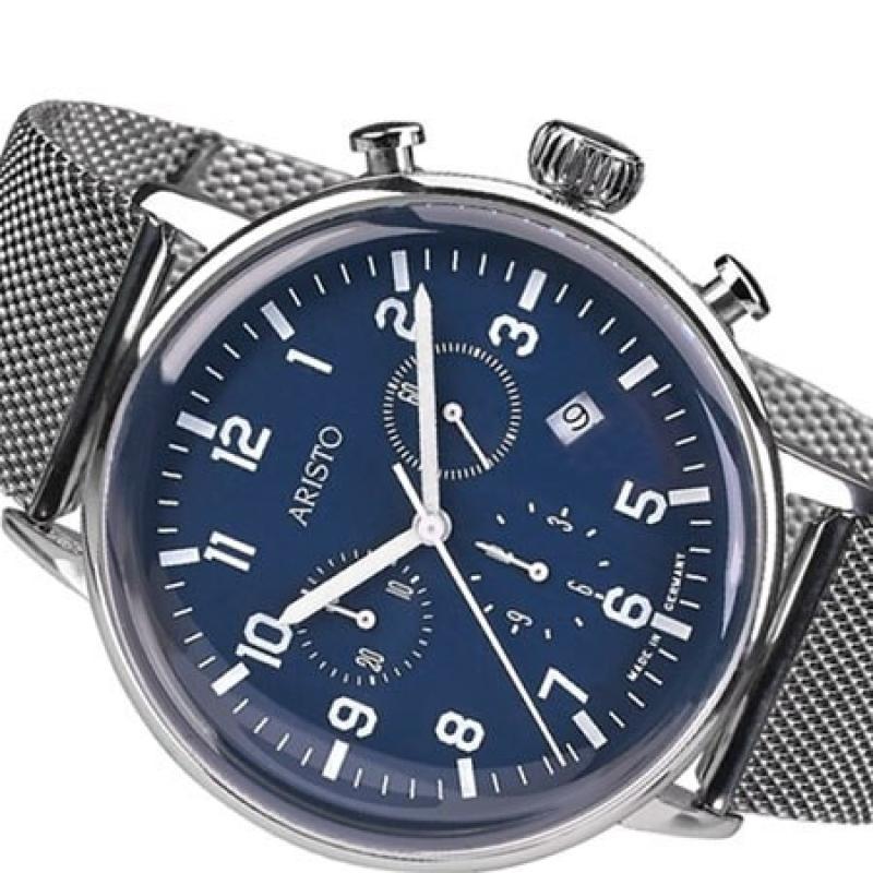 Aristo Bauhaus Swiss Quartz Chronograph Watch on Mesh Bracelet